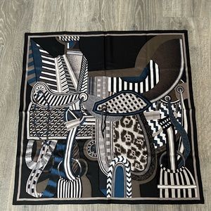 HERMES EMBROIDERED SCARF 90